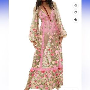 Others Follow Pink Floral Maxi Dress